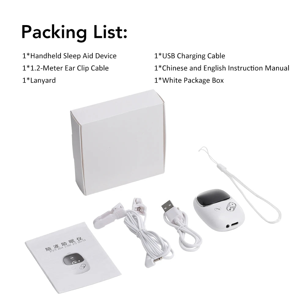 Handheld CES Sleep Aid Device Palm Pulse Massager Ear Clip Microcurrent Stress Anxiety Insomnia Relief for Better Sleep