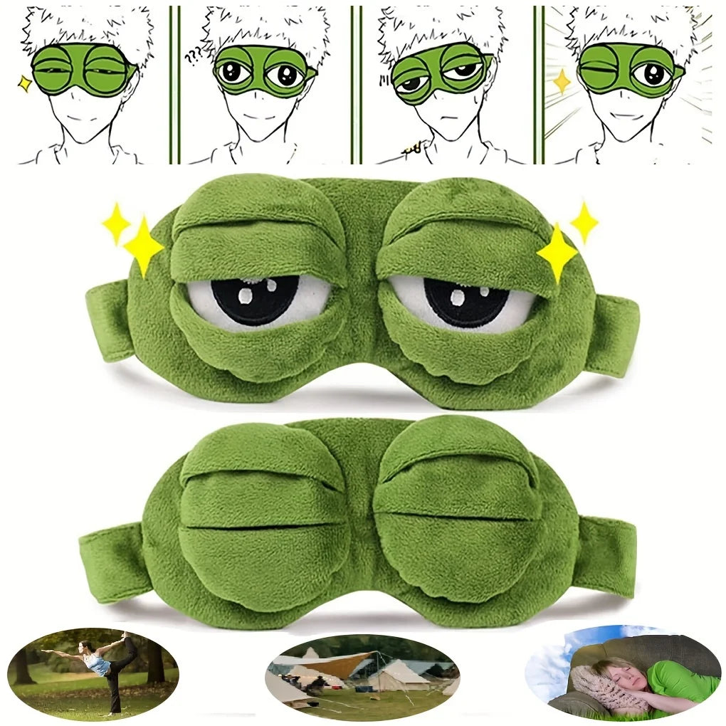 1/3pcs 3D Frog Sleep Mask - Cute Plush Eye Mask for Sleeping, Soft Blindfold for Travel, Unisex Comfortable Eye Shade Cover