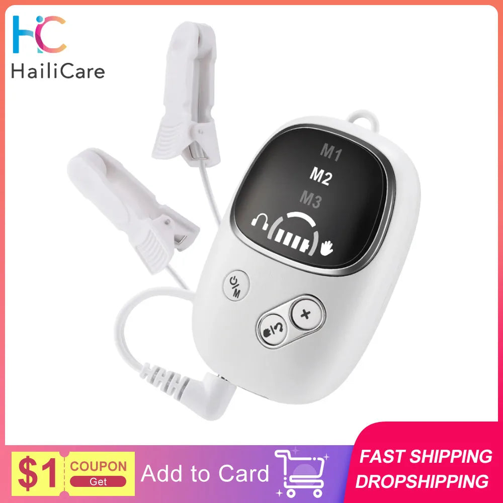 Handheld CES Sleep Aid Device Palm Pulse Massager Ear Clip Microcurrent Stress Anxiety Insomnia Relief for Better Sleep