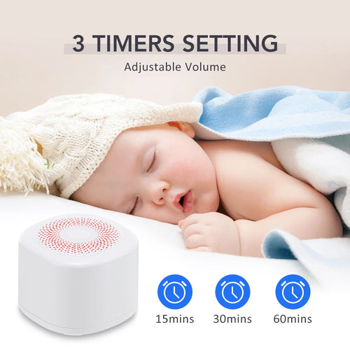 Portable Mini Baby Sleep Machine White Noise Sound Machine Rechargeable Noise Machine 7 Night Light Colors 3 Timers 10 Soothing