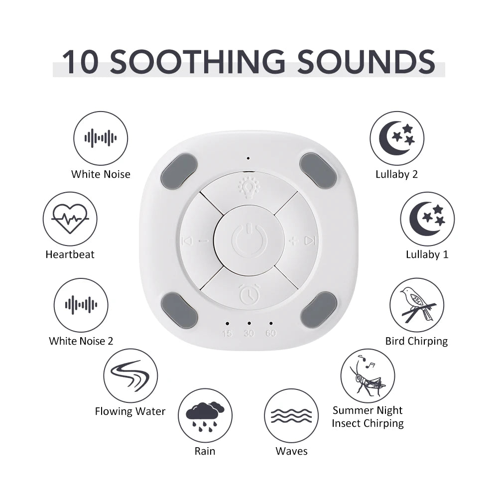 Portable Mini Baby Sleep Machine White Noise Sound Machine Rechargeable Noise Machine 7 Night Light Colors 3 Timers 10 Soothing