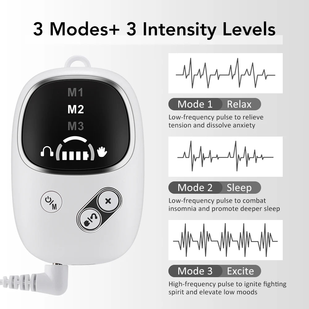 Handheld CES Sleep Aid Device Palm Pulse Massager Ear Clip Microcurrent Stress Anxiety Insomnia Relief for Better Sleep
