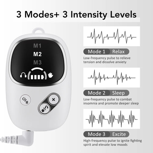 Handheld CES Sleep Aid Device Palm Pulse Massager Ear Clip Microcurrent Stress Anxiety Insomnia Relief for Better Sleep