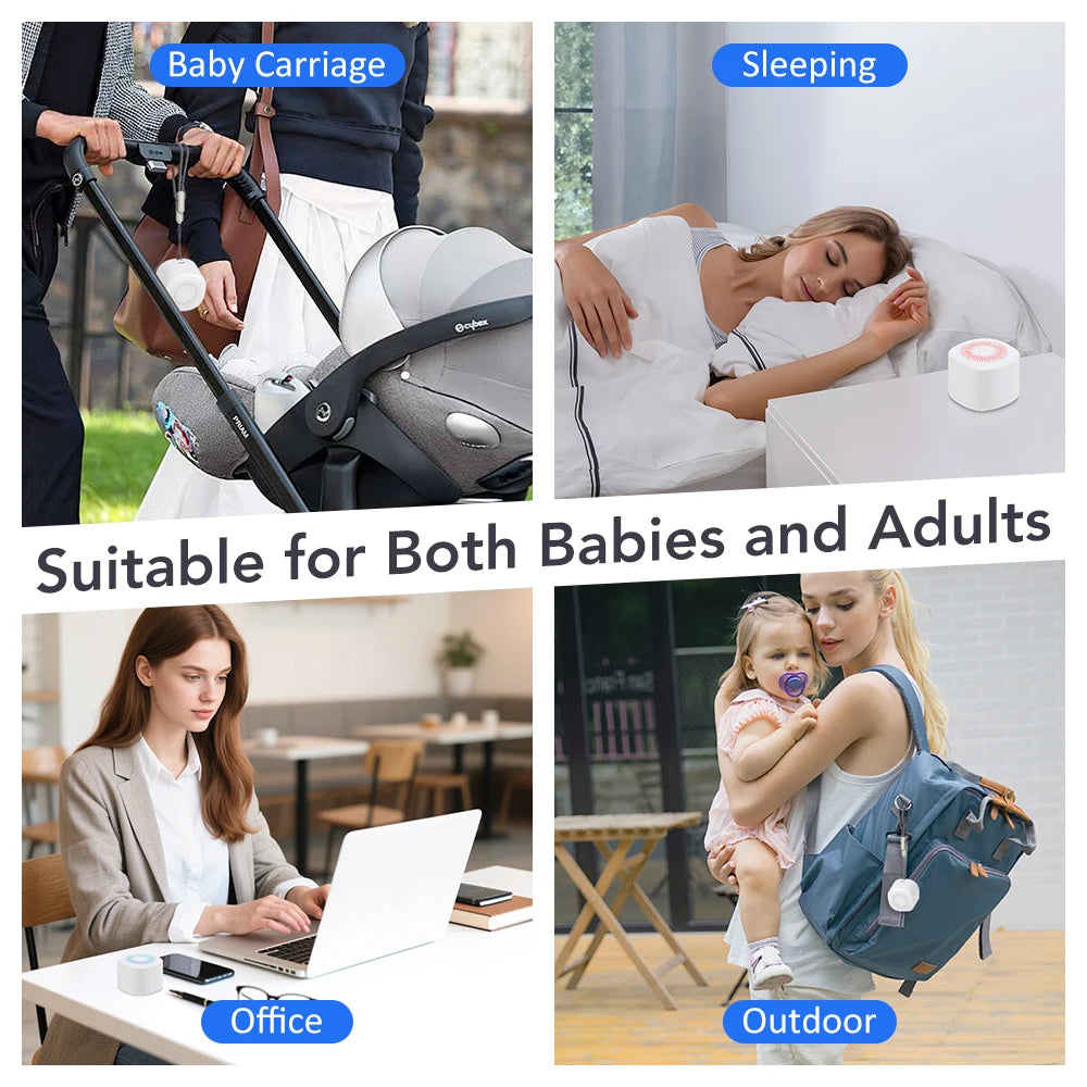 Portable Mini Baby Sleep Machine White Noise Sound Machine Rechargeable Noise Machine 7 Night Light Colors 3 Timers 10 Soothing