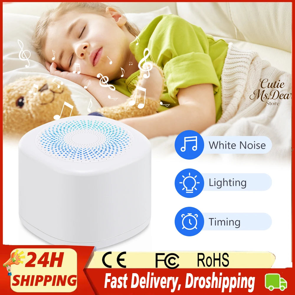 Portable Mini Baby Sleep Machine White Noise Sound Machine Rechargeable Noise Machine 7 Night Light Colors 3 Timers 10 Soothing