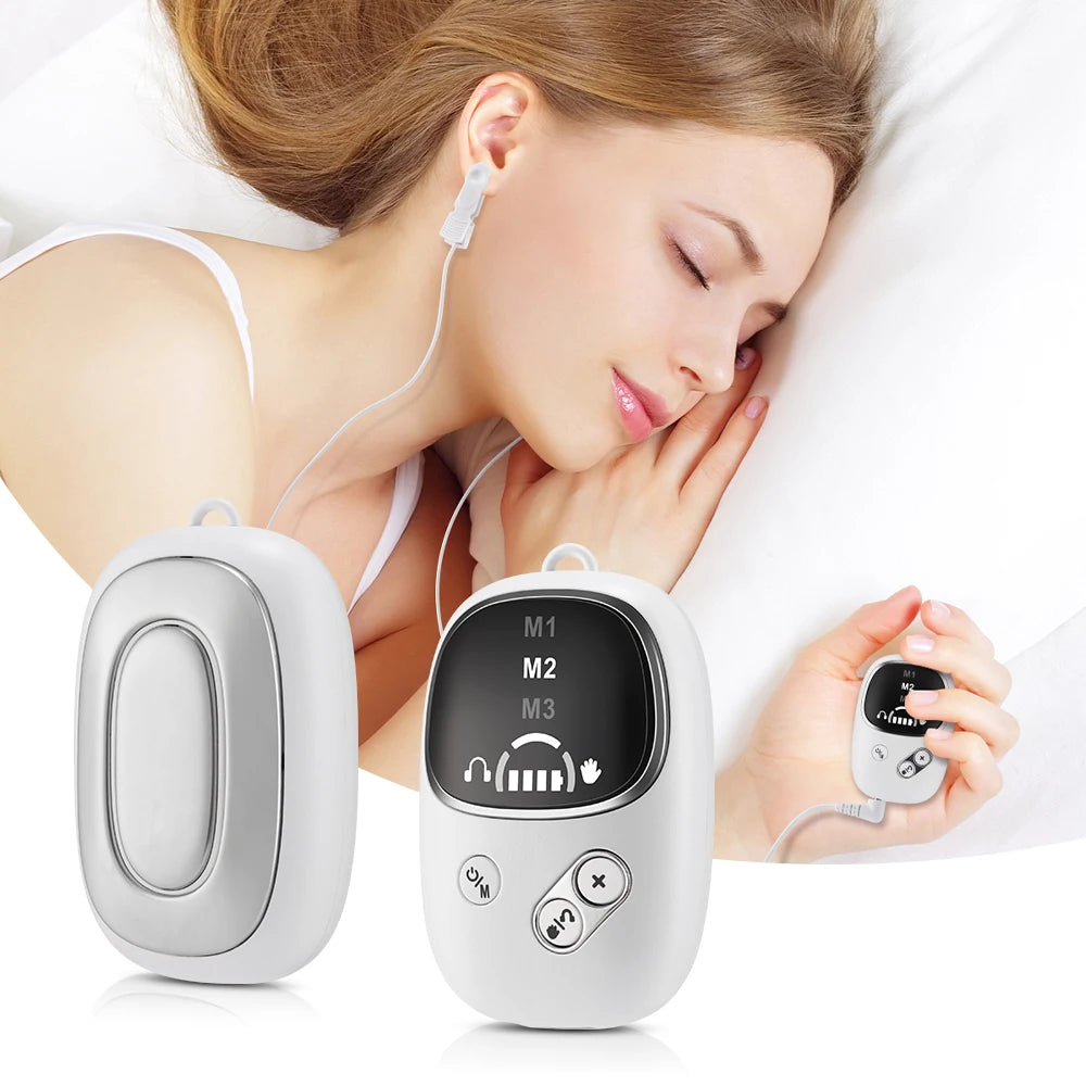 Handheld CES Sleep Aid Device Palm Pulse Massager Ear Clip Microcurrent Stress Anxiety Insomnia Relief for Better Sleep
