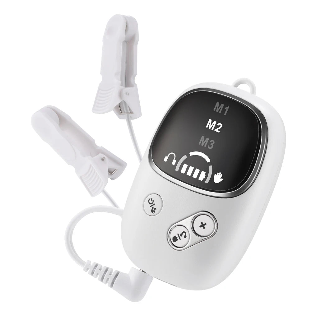 Handheld CES Sleep Aid Device Palm Pulse Massager Ear Clip Microcurrent Stress Anxiety Insomnia Relief for Better Sleep
